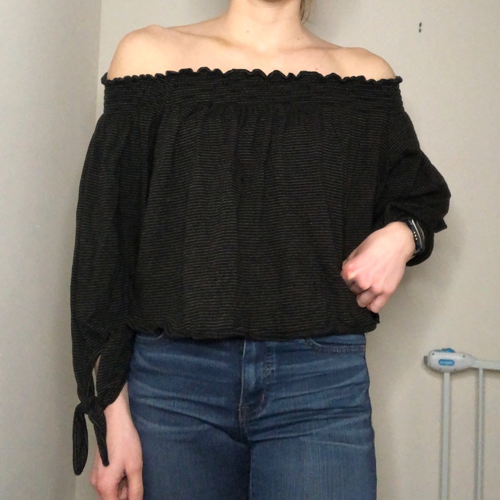 Free people off the shoulder striped shirt - Picture 1 of 5